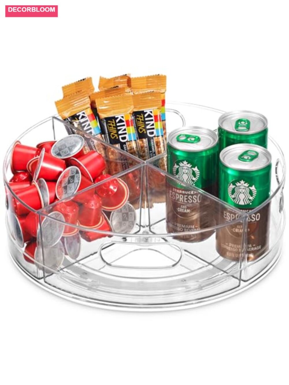 Clear Acrylic Lazy Susan Turntable with 4 Removable Sections, 360 Degree